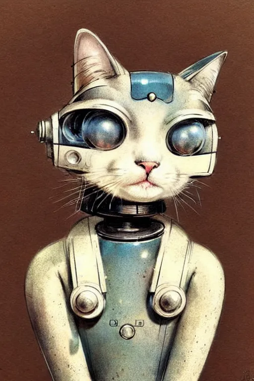 Prompt: ( ( ( ( ( 1 9 5 0 s retro future robot cat. muted colors. ) ) ) ) ) by jean - baptiste monge!!!!!!!!!!!!!!!!!!!!!!!!!!!!!!