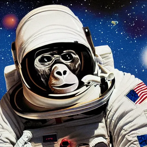 Image similar to man astronautgorilla, digital art