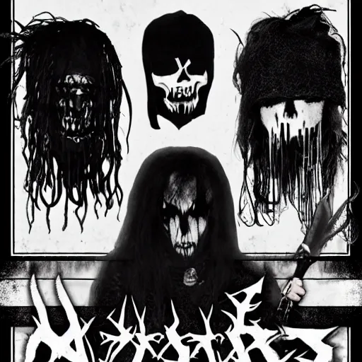 Prompt: black metal band flyer, d. i. y.