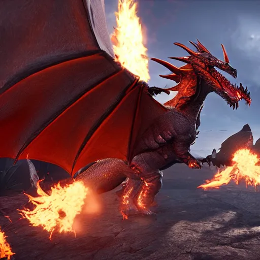 Image similar to fighting dragons, pov, unreal engine, hyper realistic, arms, dragons breathing fire,