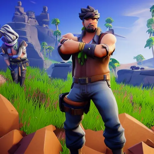 Image similar to joseph joestar in fortnite, character render, full body shot, highly detailed, in game render