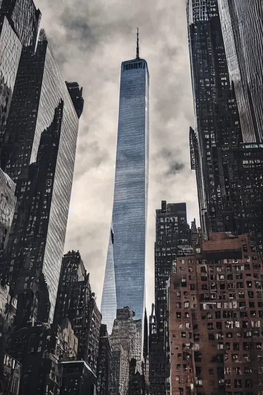 Image similar to A giant alien spaceship in the sky of New York, a photo taken on phone, social media