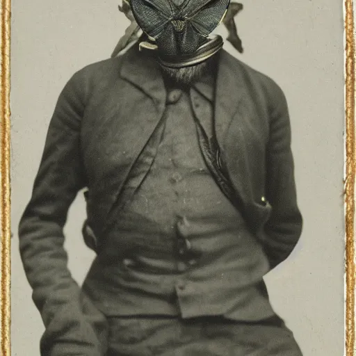 Image similar to daguerrotype of a half bug half man