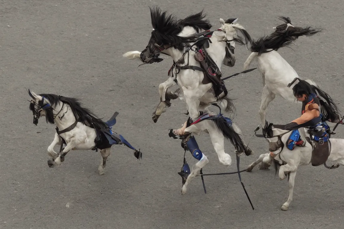 Prompt: Ninja Horse with nunchucks