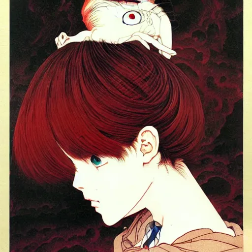 Image similar to prompt : mysterious portrait painted in miyazaki color style drawn by katsuhiro otomo and takato yamamoto, inspired by fables, china doll face, smooth face feature, intricate oil painting, high detail, sharp high detail, manga and anime 2 0 0 0