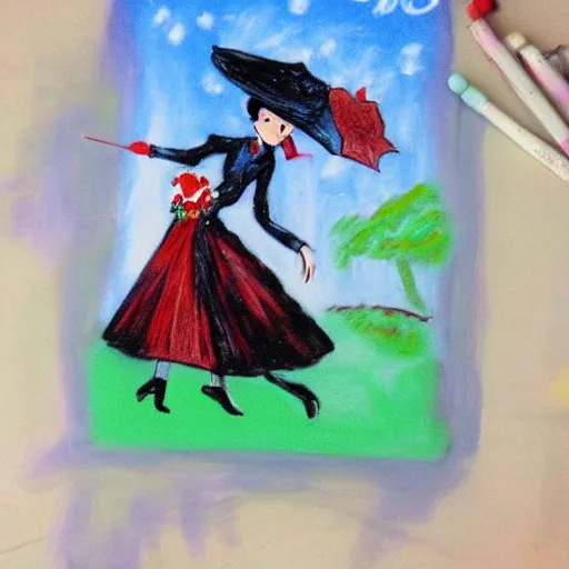 Image similar to mary poppins chalk painting