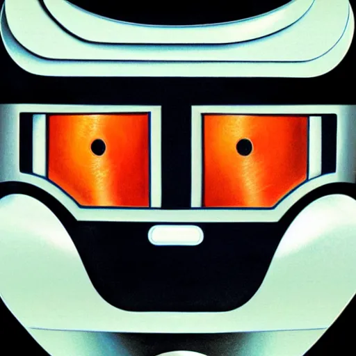 Image similar to airbrush illustration for omni magazine of a chrome robot head, illustration, airbrush, magazine cover, vivid, retro, grainy