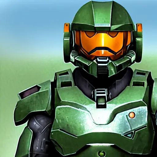 Image similar to master chief with playstation 1 graphics