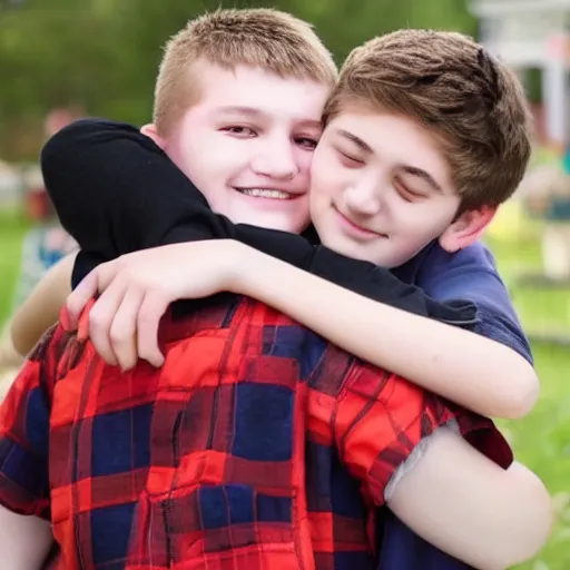 Image similar to teenager girl hugs boy 1 4 yo 1 5 yo innocent love