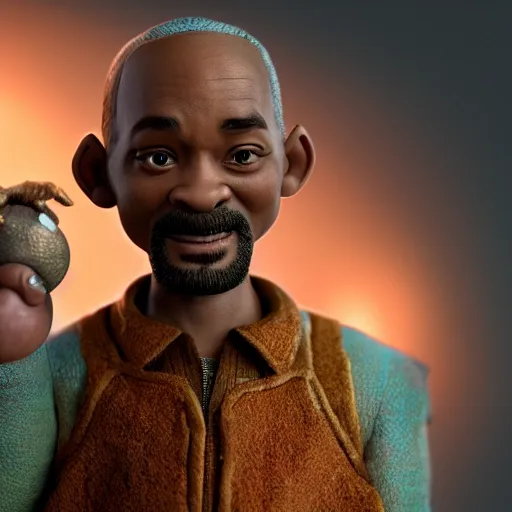 Image similar to will smith as a wizard, figurine, claymation, hyperrealistic, hyperdetalied, high quality, 8 k, high rendering, photorealistic, cinematic, cgsociety, artstation,