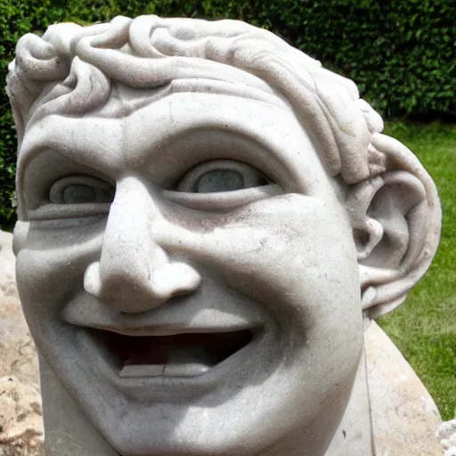 Image similar to Trollface carved into Roman marble