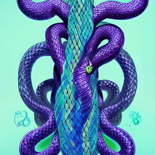 Image similar to queen of snakes, crown of snakes, blue skin, digital art, artstation