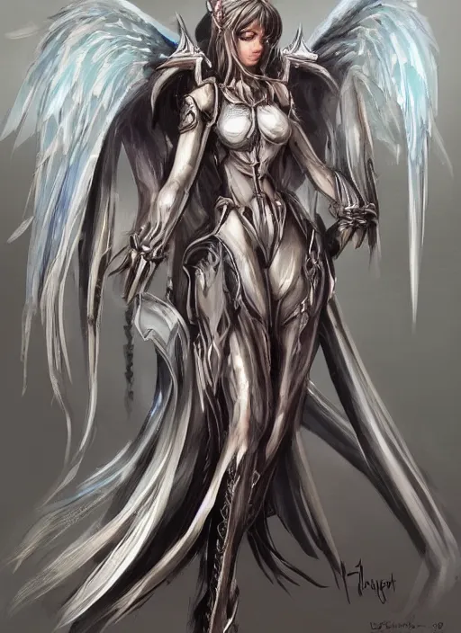 Image similar to concept art. angel knight girl. artsation trending. highly detailed