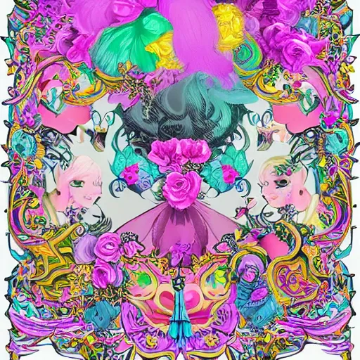 Image similar to maximalist pastel goth baroque decora jester themed colorful cmyk royalty ornamental maximalism early computer graphics frames for sale, artistic creativity