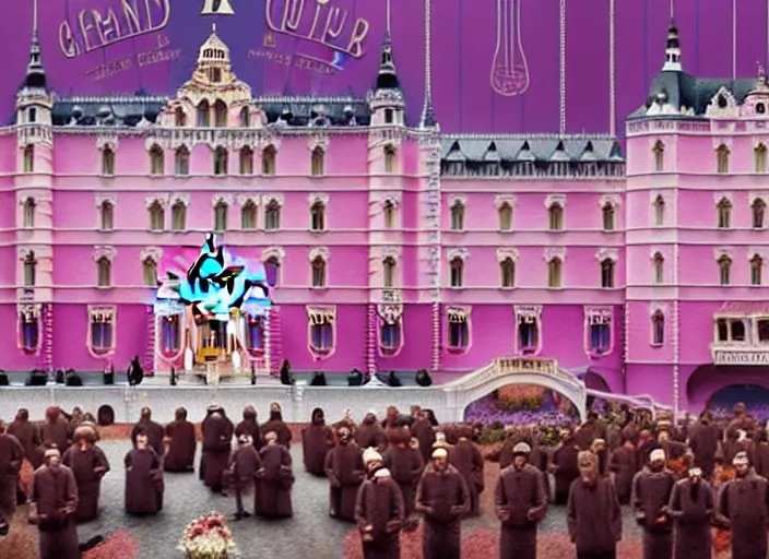 Prompt: a film still of a funeral in the grand budapest hotel ( 2 0 1 4 )