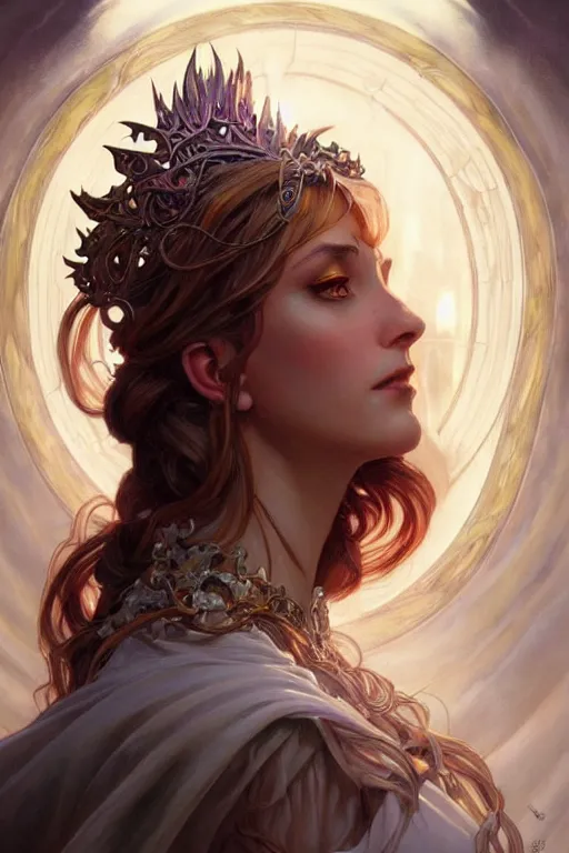 Image similar to white witch crafting magic spells, side view, crafting spells, bright witch, fantasy, chaos, magic, dark magic, dramatic lighting, intricate, wild, highly detailed, digital painting, artstation, concept art, smooth, sharp focus, illustration, art by artgerm and greg rutkowski and alphonse mucha