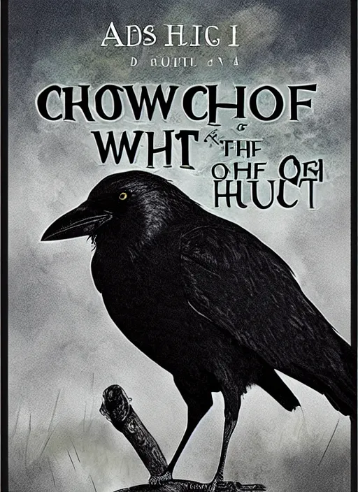 Prompt: book cover for the novel 'Crow of the Witch Hunt', digital art