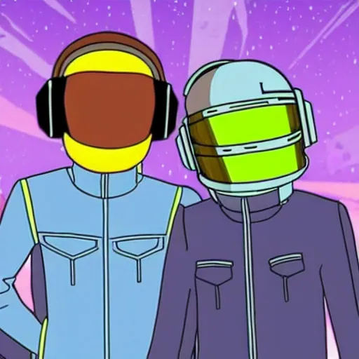 Image similar to Daft punk in an episode of Rick and Morty,