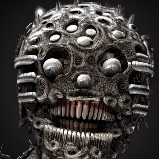 Prompt: a close up of a machine made of teeth, concept art by giger, cgsociety, assemblage, trypophobia, greeble, grotesque