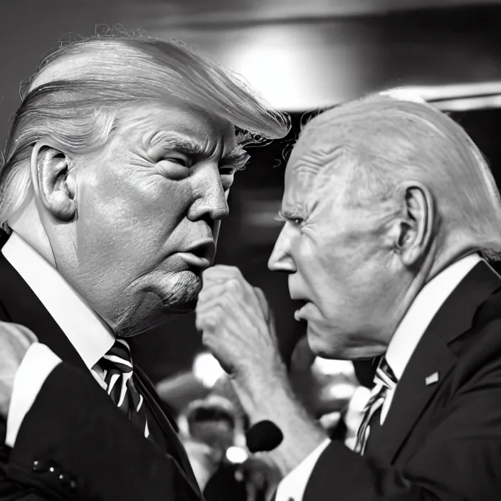 Image similar to trump and biden boxing matcha, b & w detailed sharp photo