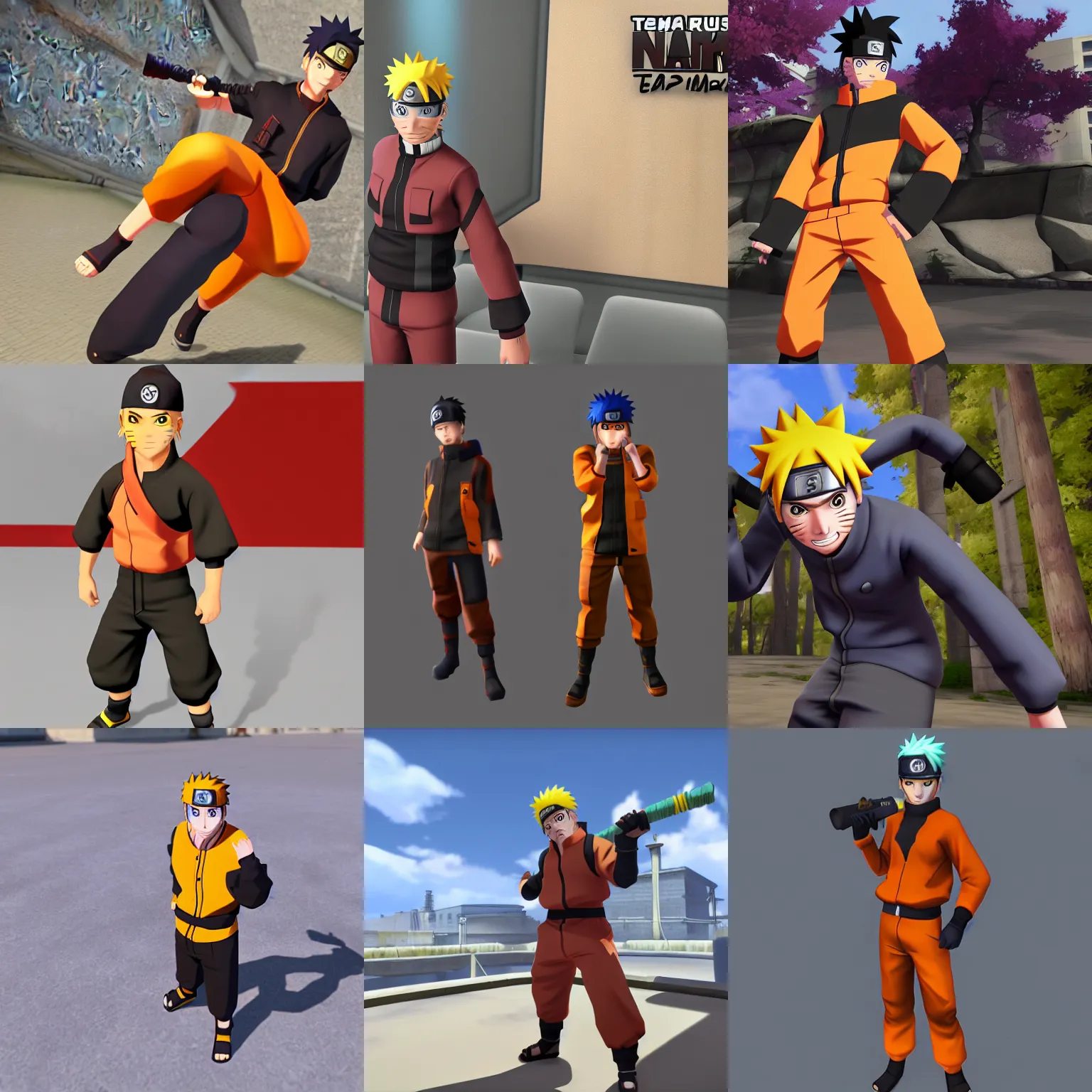 Prompt: naruto in team fortress 2, sfm render