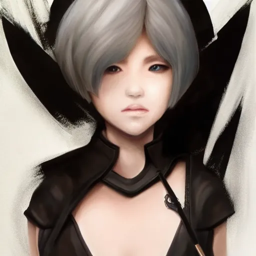 Prompt: realistic painting of 2B