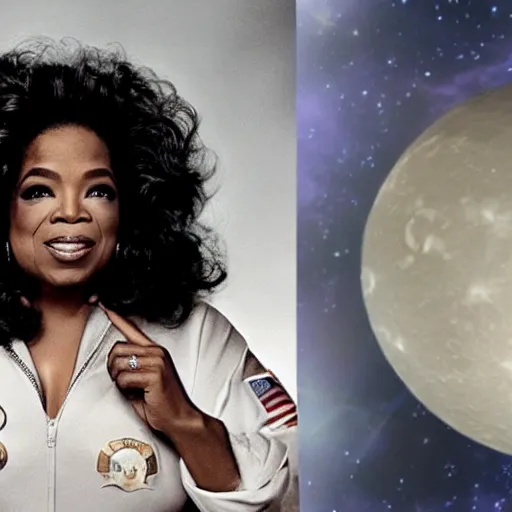 Image similar to oprah winfrey as the first woman on the moon