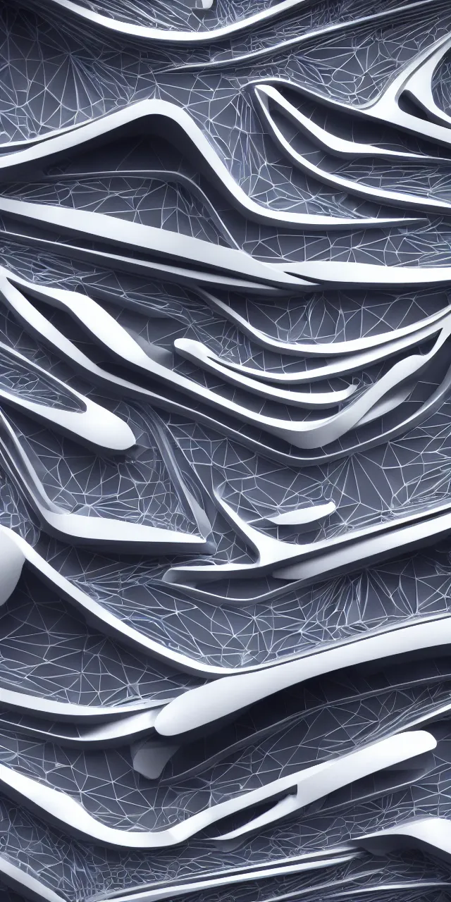 Image similar to A seamless pattern of 3D futuristic sci-fi concept cars by zaha hadid ash thorp khyzyl saleem, karim rashid, 3D, futuristic car, Blade Runner 2049 film, large patterns, Futuristic, Symmetric, keyshot product render, plastic ceramic material, shiny gloss water reflections, High Contrast, metallic polished surfaces, seamless pattern, white , grey, black and aqua colors, Octane render in Maya and houdini, vray, ultra high detail ultra realism, unreal engine, 4k in plastic dark tilt shift