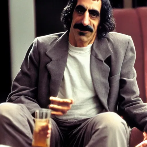 Prompt: frank zappa ( ( smiles cheekily ) ) in the movie 2 0 0 1