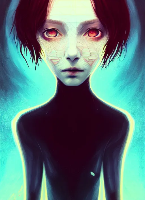 Image similar to symmetry!! portrait of lain, serial experiments : lain, intricate, elegant, highly detailed, digital painting, artstation, concept art, smooth, sharp focus, illustration, anato finnstark, anna kovalevskaya, pablo hurtado de mendoza, marton gyula kiss ( kimagu )