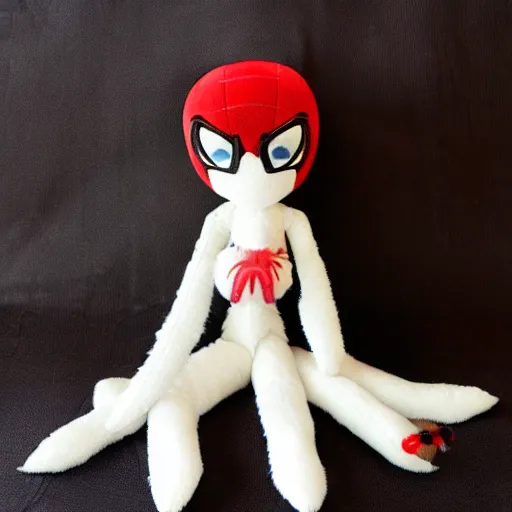 Image similar to cute fumo plush of a spidergirl