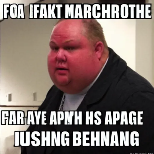 Prompt: fat chuck is angry marathon meme