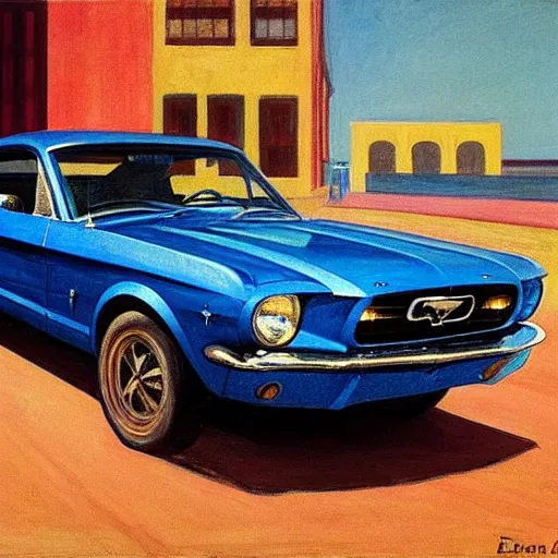 Prompt: Ford mustang by Edward hopper