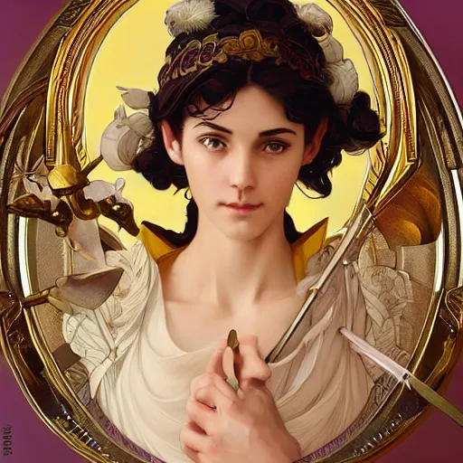 Image similar to greek goddess athena, highly detailed, digital painting, artstation, concept art, smooth, sharp focus, illustration, ArtStation, art by artgerm and greg rutkowski and alphonse mucha and J. C. Leyendecker and Edmund Blair Leighton and Katsuhiro Otomo and Geof Darrow and Phil hale and Ashley wood and Ilya repin and Charlie Bowater