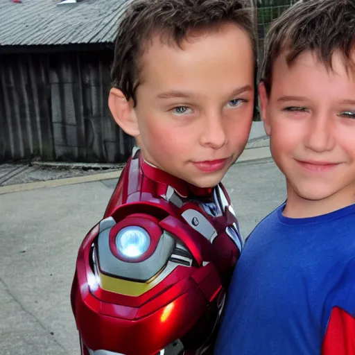 Image similar to a little ironman and his older brother goldman