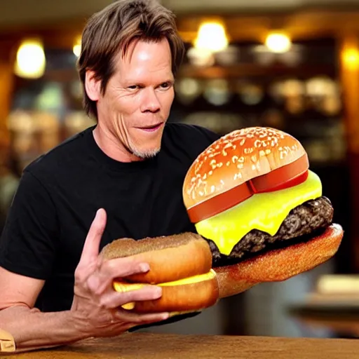 Prompt: kevin bacon inside a giant cheeseburger