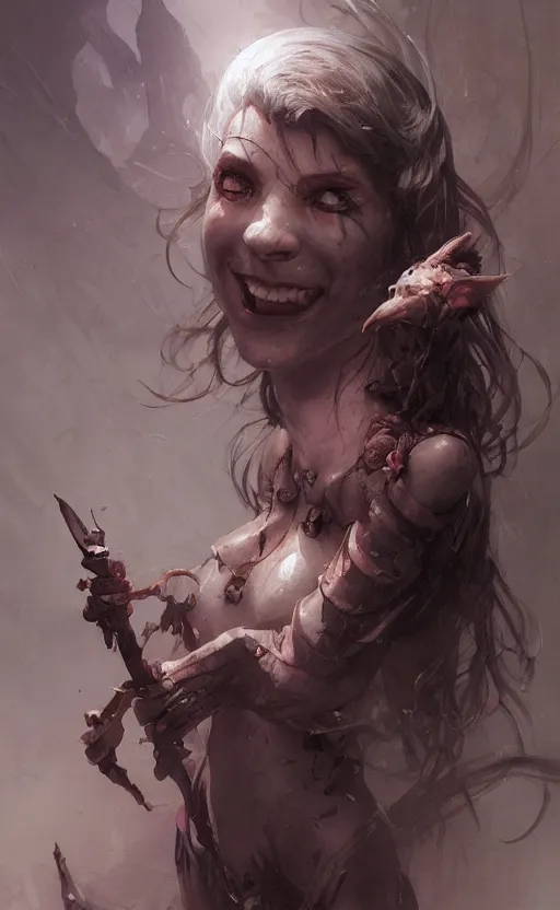 Prompt: rat girl smile to merchant, dark swamp, front game card, drark, marvel comics, dark, intricate, highly detailed, smooth, artstation, digital illustration by ruan jia and mandy jurgens and artgerm and wayne barlowe and greg rutkowski and zdislav beksinski