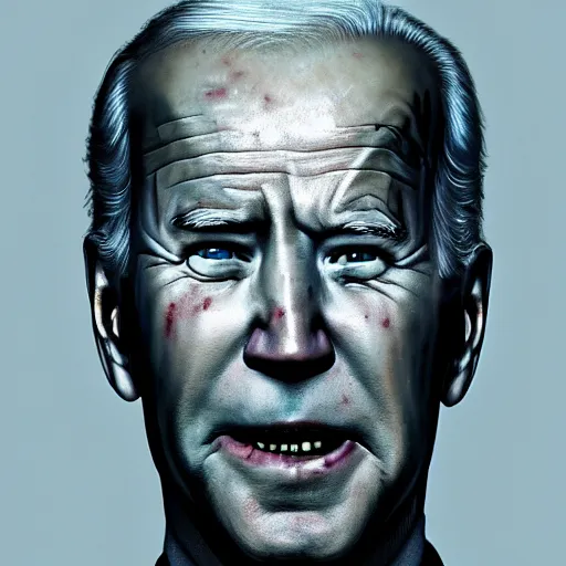 Image similar to joe biden as a rotting zombie, full body portrait, in a front of podeum, horror core, apocalyptic, feeling of grimdark, sharp focus, fiction, hyper detailed, digital art, trending in artstation, cinematic lighting, studio quality, smooth render, unreal engine 5 rendered, octane rendered, art style and nixeu and wlop and krenz cushart