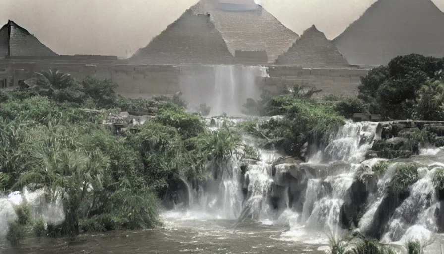 Image similar to waterfalls are flowing down the pyramids, archive photo, paradise