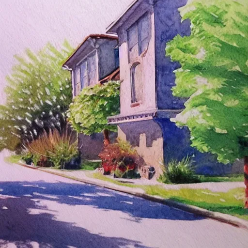 Prompt: water color on paper, summerlin avenue, highly detailed, artstation, masterpiece, award - winning,