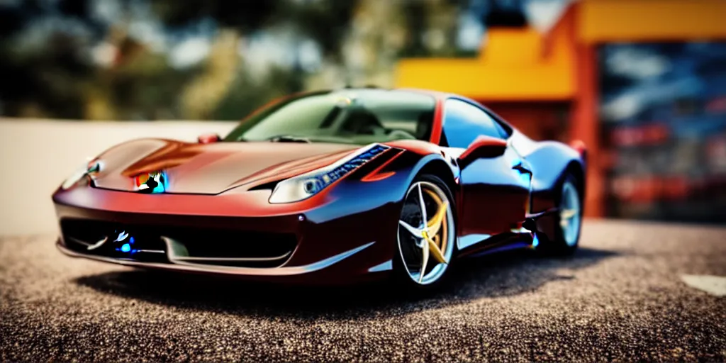 Prompt: Hot Wheels, FERRARI 458, cinematic, HD, 4K, depth of field, bokeh.