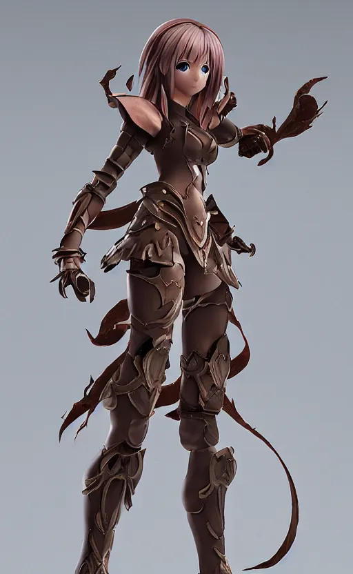 Prompt: Anime girl figure in dragon armor, unreal engine, highly detailed.