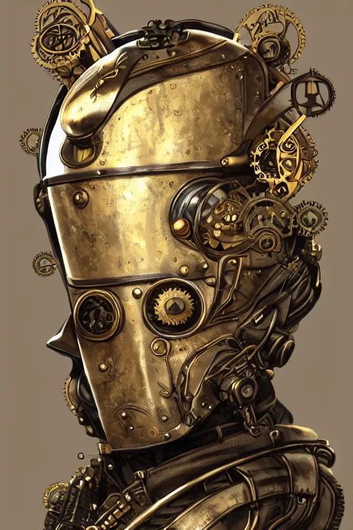 Image similar to steampunk helmet fantasy art mask robot ninja stylized digital illustration sharp focus, elegant intricate digital painting artstation concept art global illumination ray tracing advanced technology chaykin howard and campionpascale and cooke darwyn and davis jack