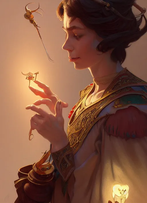 Image similar to pinocchio, d & d, fantasy, intricate, elegant, highly detailed, digital painting, artstation, concept art, matte, sharp focus, illustration, hearthstone, art by artgerm and greg rutkowski and alphonse mucha