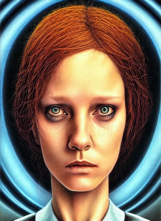 Image similar to a portrait of a pretty sewer punk young lady by barclay shaw