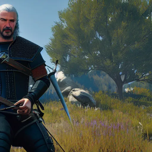 Image similar to of keanu reeves in the witcher 3 as the bard, unreal engine 5 4 k, hyperdetailed, photo realistic