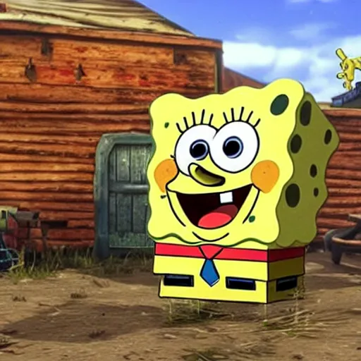 Image similar to SpongeBob in red dead redemption 2 4K detail