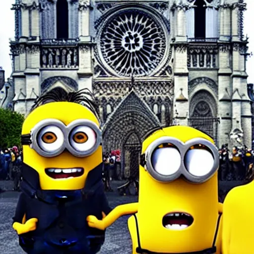 Image similar to “minions laughing after burning down the Notre dame”