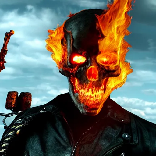 Image similar to Ghost rider In The Walking Dead 4K quality photorealism