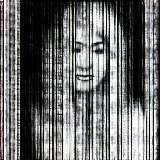 Image similar to vhs static overlay of marian apparition, vhs, 1 9 9 0, highly realistic, highly detailed, vhs noise static, black and white, vhs glitch